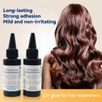 Salon-grade UV hair extension gel, easy to remove and leaves no residue.