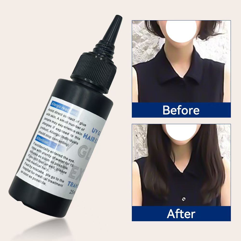 Salon-grade UV hair extension gel, easy to remove and leaves no residue.